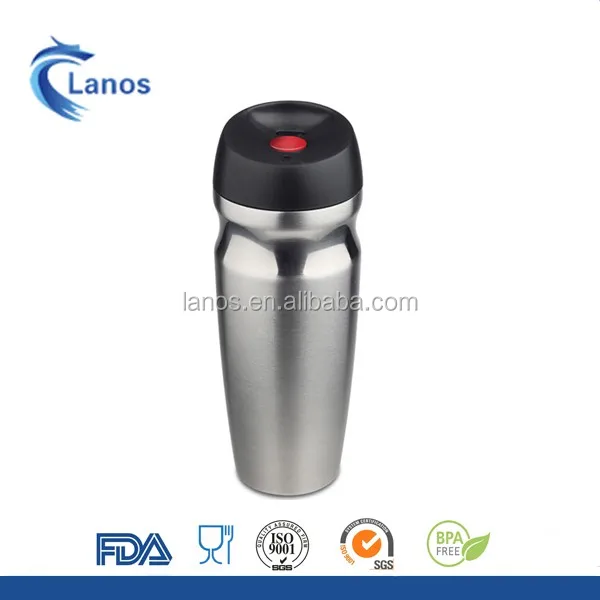 Stainless Steel Insulated Vacuum Travel Mug With Push Button Lid/leak