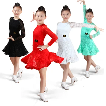 Girls Kids Latin Dance Dress For Ballroom Competition Dance Dresses For 