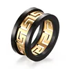 Wholesale The Great Wall Pattern Black Edge Hollow Shape New Gold Ring Designs for Men, New Designs Gold Finger Ring