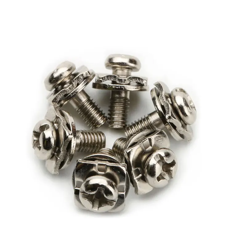 Stainless Steel Pan Head Spring Washer Terminal Sems Screw With Square