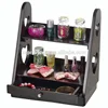 Wooden Jewelry Shelf Rack with Drawers and 2 Shelves and 4 Peach Heart Shape Holes on Both Sides for Jewelry Storage and Display
