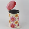 3.5 Litre Bathroom Pedal Operated Bin Waste Rubbish Cream Pink Flower Design