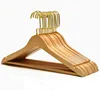 484 Brand gold durable metal short flat hook wooden clothes hanger for clothing shop