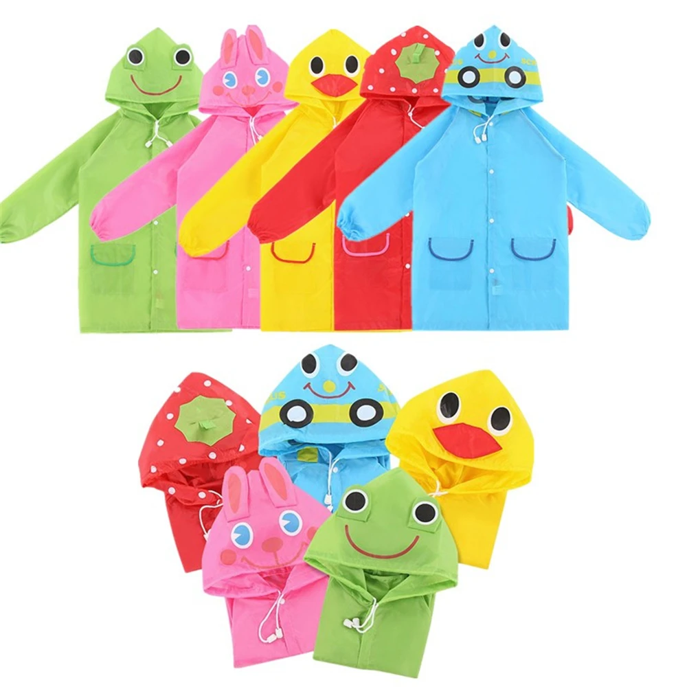 Polyester Pvc Funny Cartoon Animal Style Waterproof Kids Raincoat For Baby Children Rain Coat
