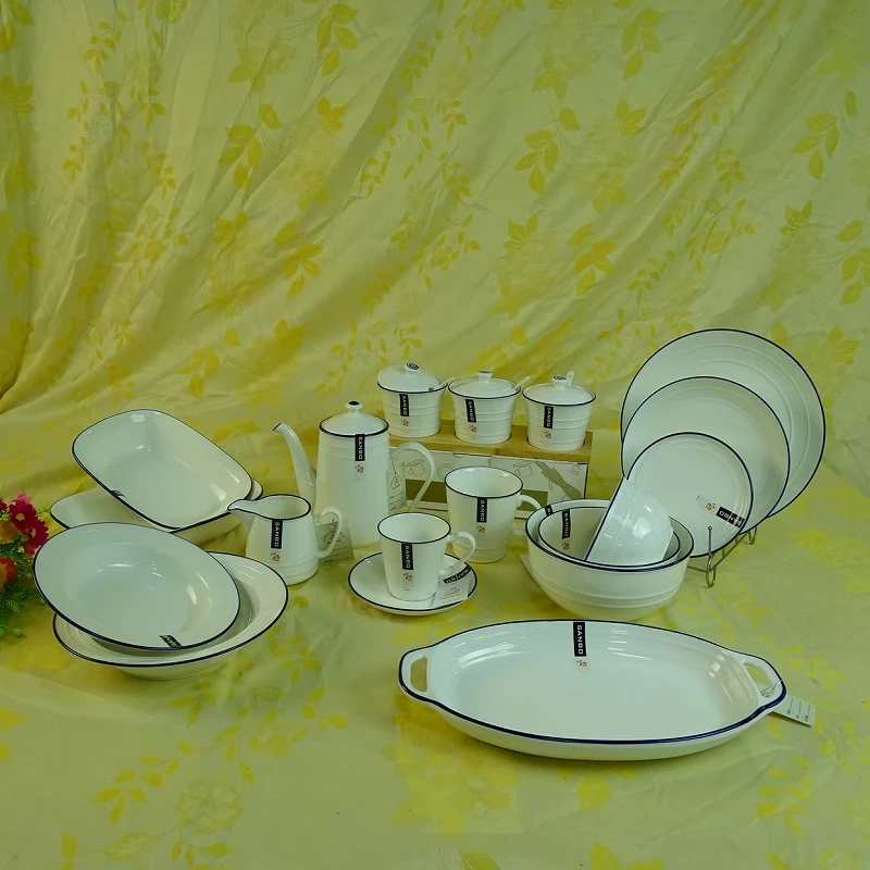 Luxury Design Square Dinner Set Ceramic Dinnerware Porcelain 72pcs