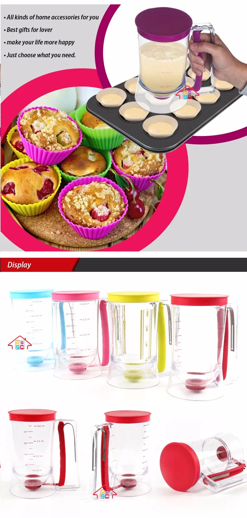 Top & Hot Sell 4 Measuring Cups Cake Mix Plastic Cup Pancake Muffin