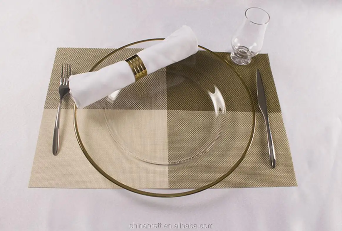 Wedding Tableware Gold Rim Glass Dinner Plate