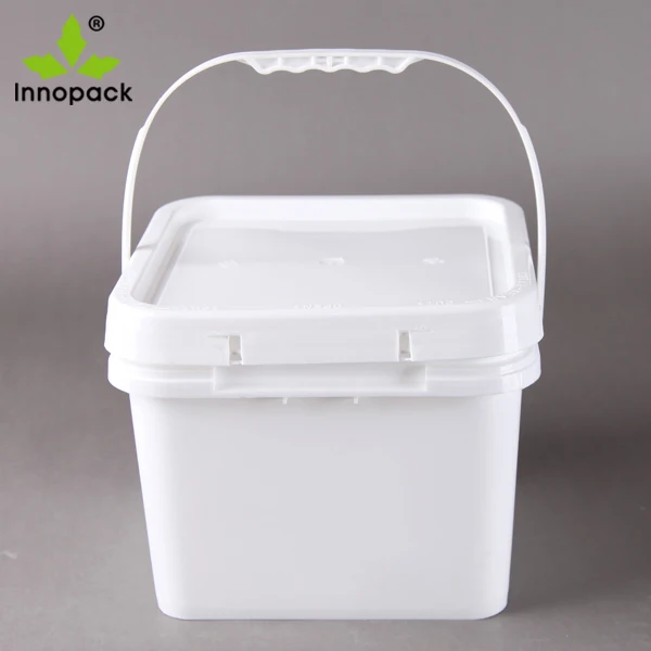 1l White Square Plastic Buckets With Lid - Buy Square White Plastic