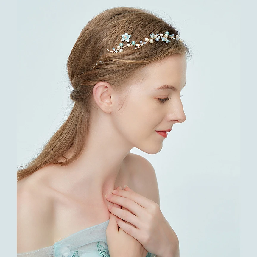 fashion 2018 crystal green painted flower metal unicorn sweatband headband bridal wedding vinchas hair accessory