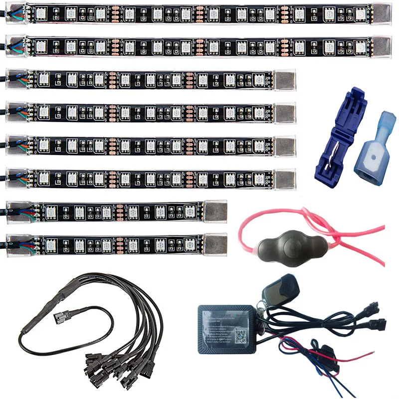 Super Bright 8pcs C  LED DC12V Motorcycle Light Waterproof  RGB Flexible LED Strips