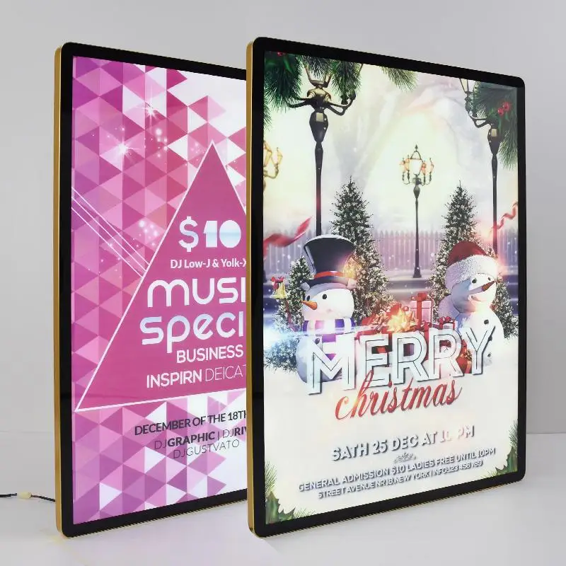 A1 A2 A3 A4 wall mounted light up box poster display frame magnetic LED
