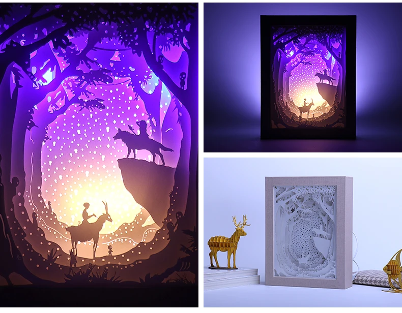 New Fashion Creative Design Romantic Night Light 3d Paper Carving Lamp 