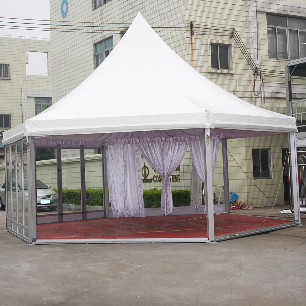 COSCO Customized Strong Aluminum Hexagon Pagoda Tent Outdoor Small Gazebo Garden Tent