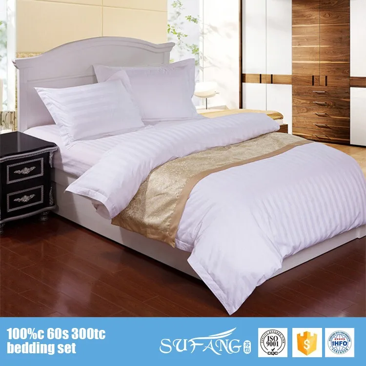 Wholesale Dubai Hotel Bed Set Duvet Cover 3cm White Stripe Bed