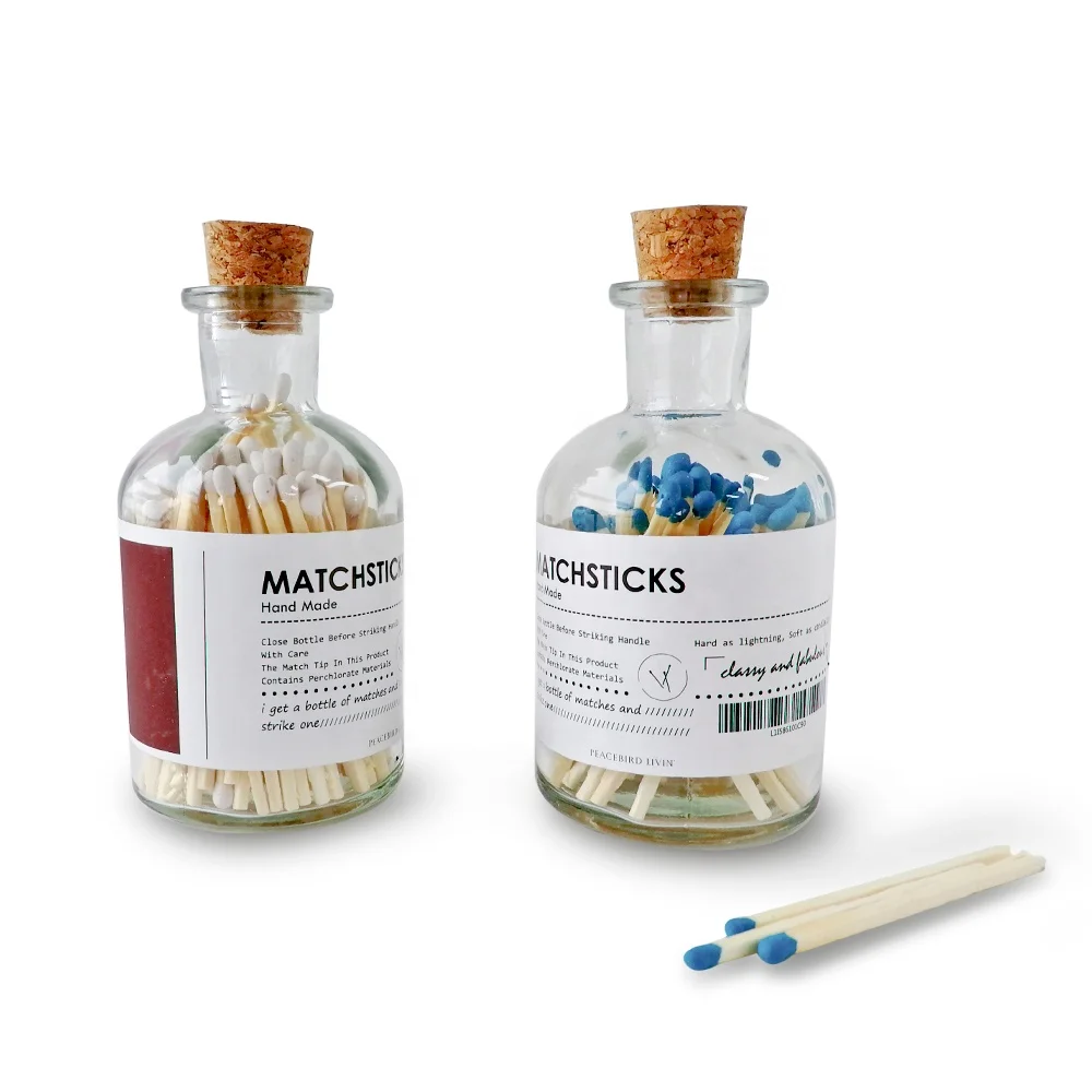 Long Wooden Matches In Bottle With Label Matches Jar With Match Striker