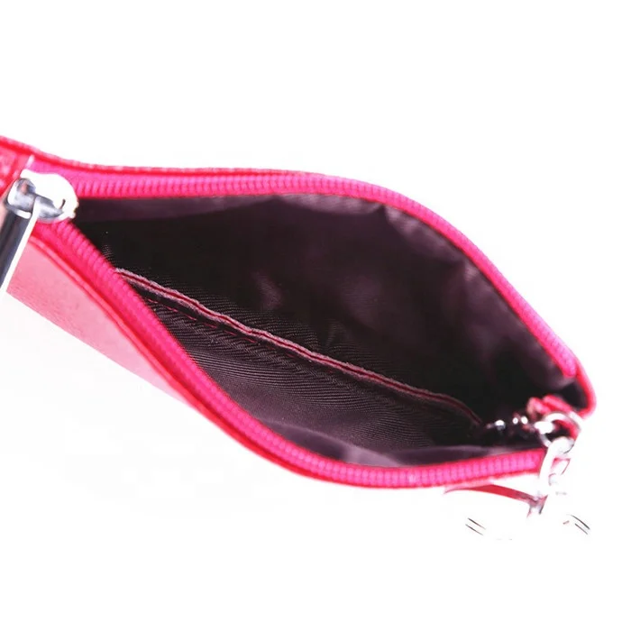 Fashion Modelling Zippered Cowhide Leather Key Wallet Mini Ladies Coin Key Pouch.jpg