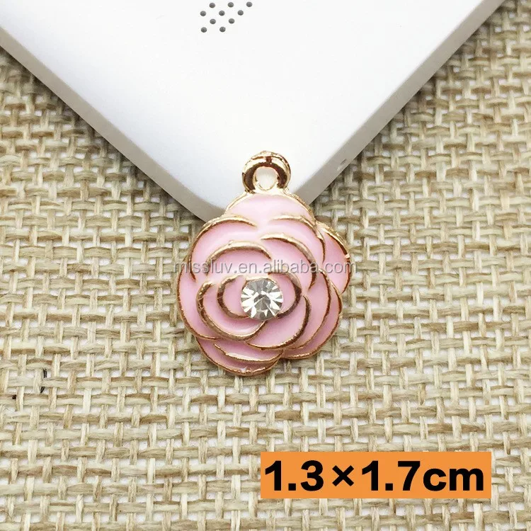 20pcs Enamel Flowers Charms Cute Rose Charms Pendants For Necklace Bracelet  DIY Jewelry Making Accessories