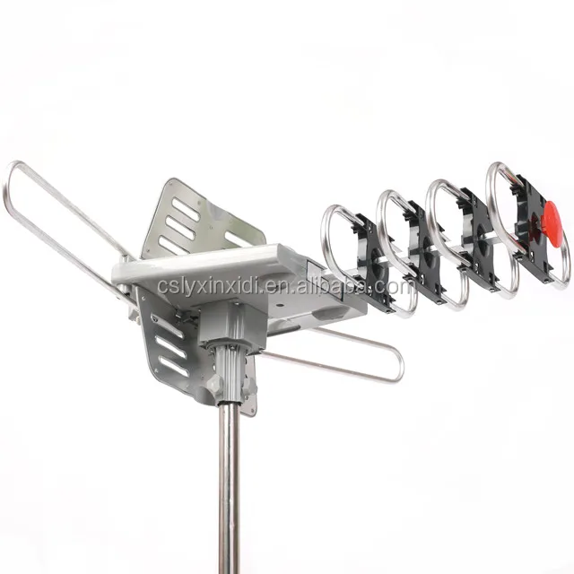 150 Mile HDTV 1080p Outdoor Amplified Antenna 360 Rotor Digital UHF VHF FM HD TV