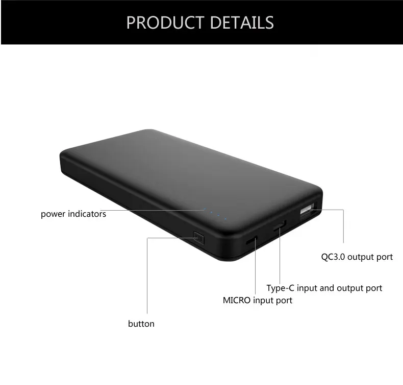 Portable 10000 mah PD 18w usb c mini mobile phone power banks station pd18w slim fast charger - ANKUX.COM