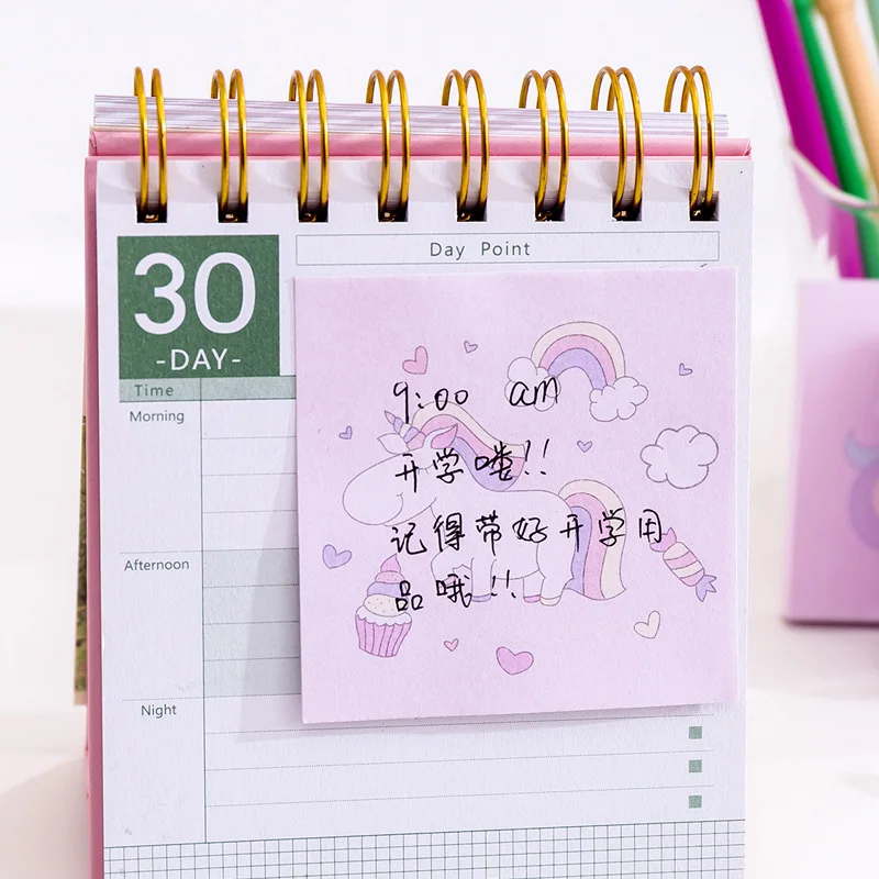 Ins Style Pink Sticky Notes High Quality Unicorn Printing Guestbook/ Memo Pads with Logo