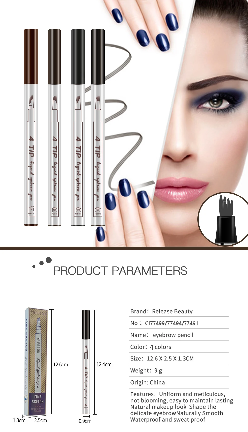 Slim Liquid Pen Permanent Eyebrow Pencil Waterproof Eyebrow Pencil