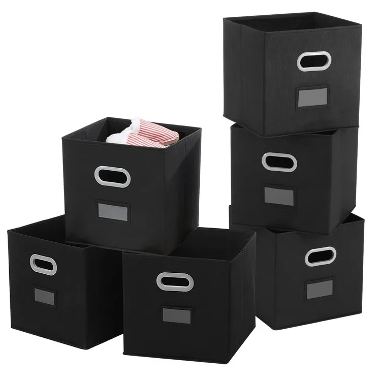 Red Collapsible Cubes Small Canvas Fabric Storage Boxes 13x13 Storage