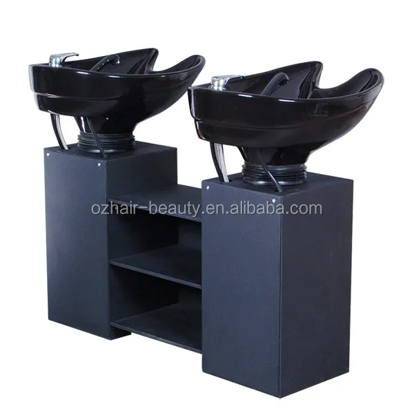 Double Shampoo Ceramic Basin For Sale Double Bowl Shampoo Pedestal Back Side Hair Wash Unit