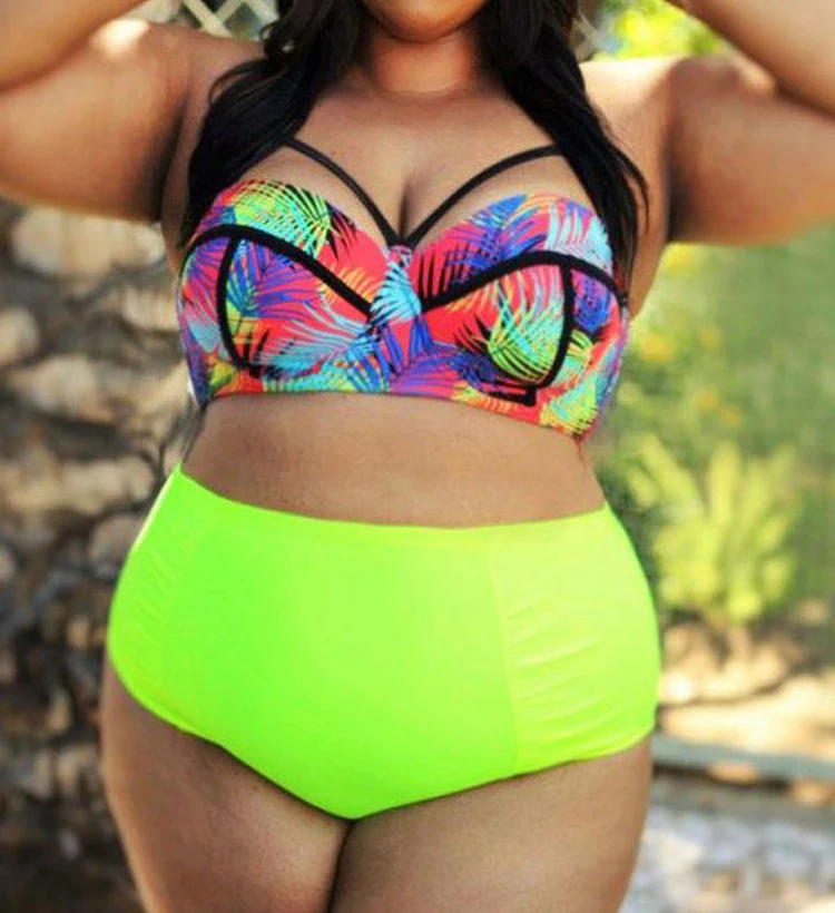 high waisted plus size bikini set