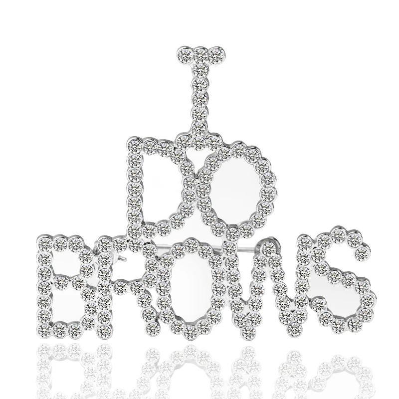 Guangzhou Factory Custom Letter Rhinestone Brooch Pins,Rhinestone Word