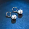 Fine Jewellery Imitation Pearl Dangle Earrings Silver Rhinestone Crystal Earring