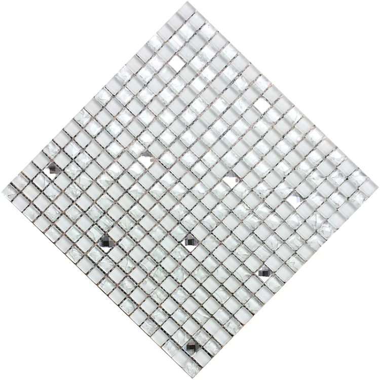 Trắng tinh thể thủy tinh Mosaic phòng tắm tường thiết lập gốm gạch