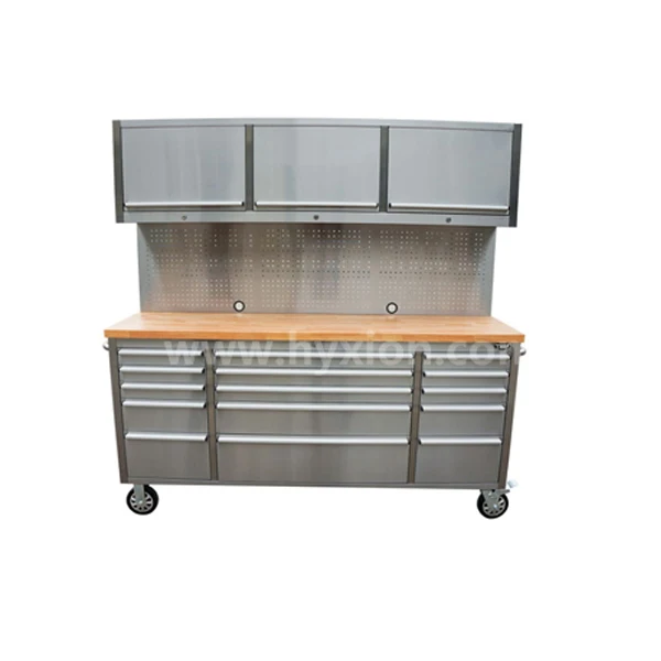 Mobile Garage Metal Tool Box Tool Storage Cabinet With Workbench