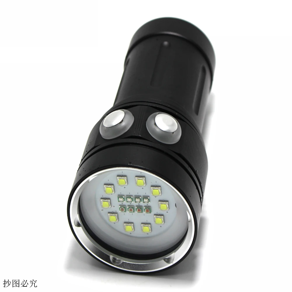 Branca + 4x Vermelha + 4x Lanterna + 18650 Lúmen Led Luz uv Tocha Subaquática Vídeo Mergulho Bateria Carregador 20000 10 * Xm-l2 2 20000 lúmens, luz branca + 4x luz