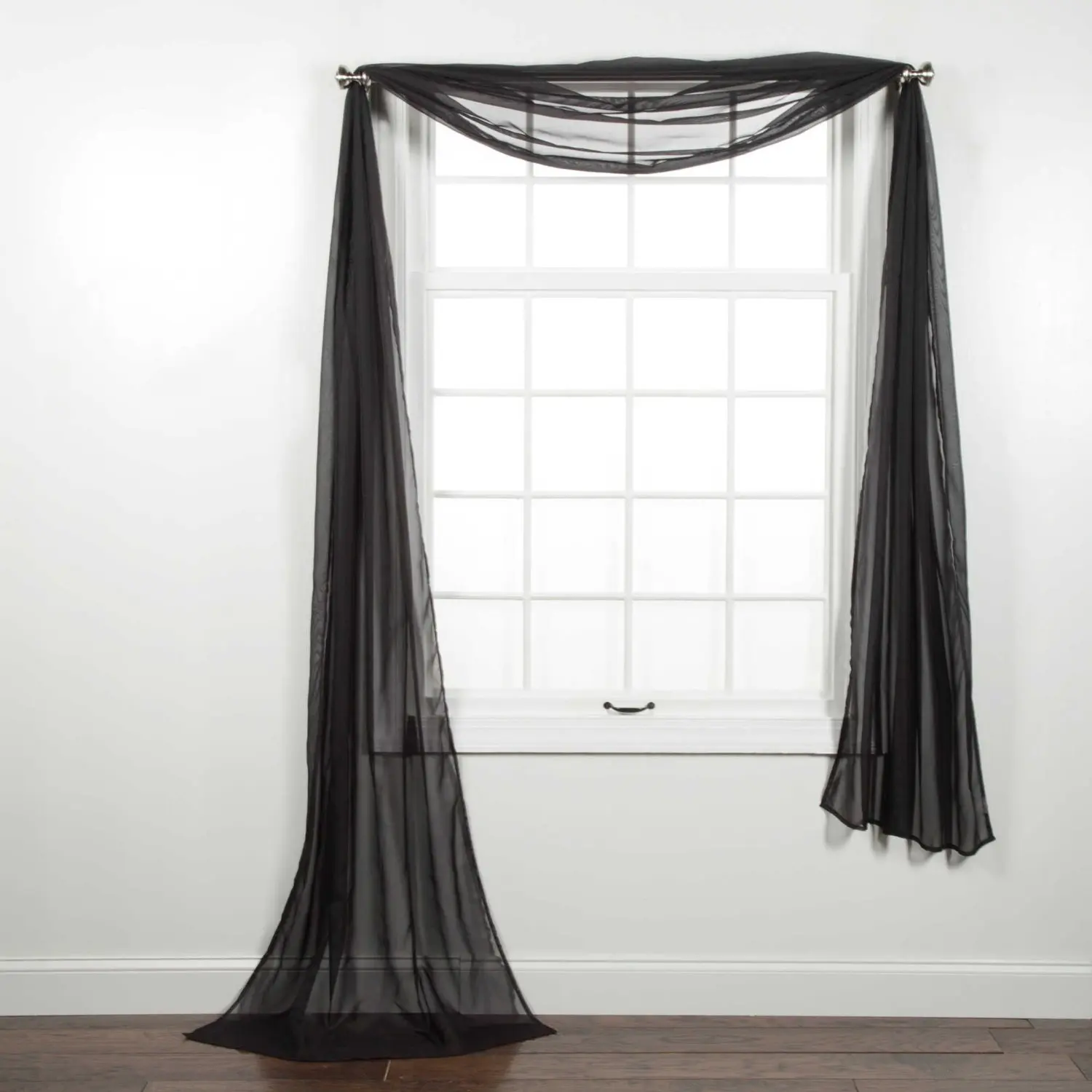 black sheer window scarf