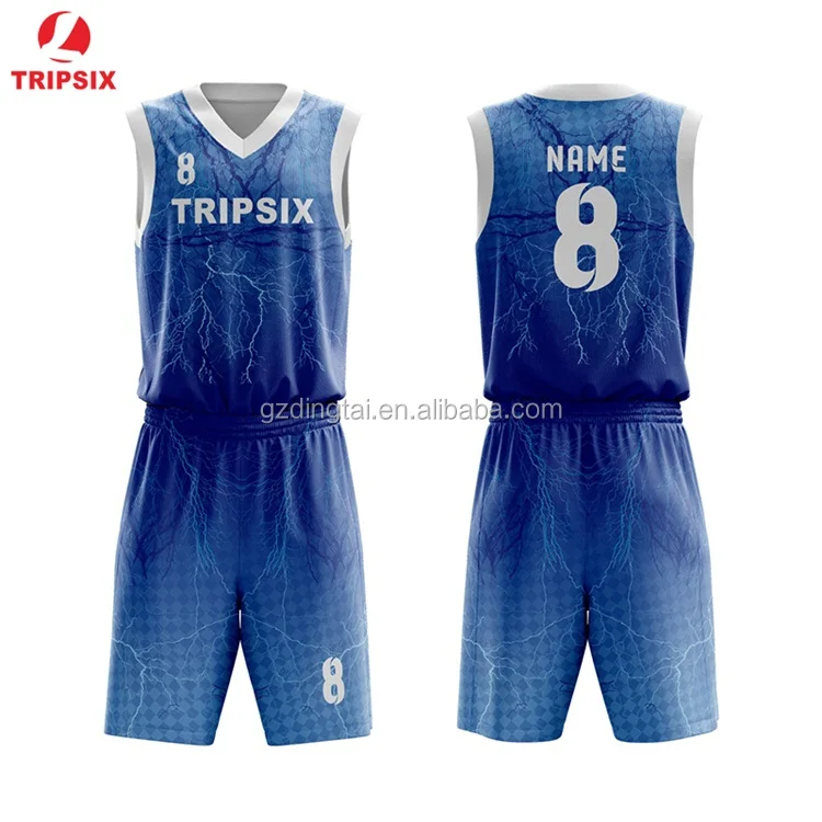 Design White And Blue Color Basketball Jersey Uniform