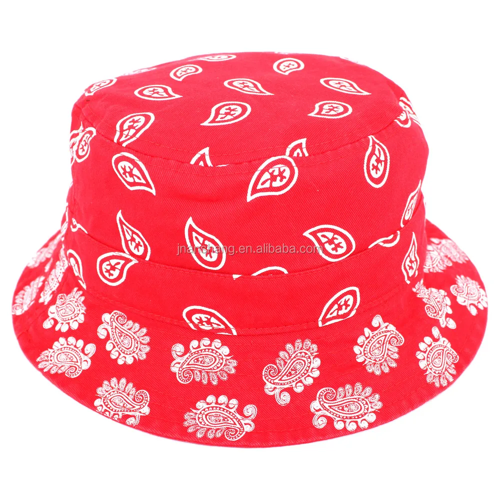 100 Cotton Image Of Red Bandana Print Bucket Hat Buy Red Bandana Bucket Hat,Iamge Bandana