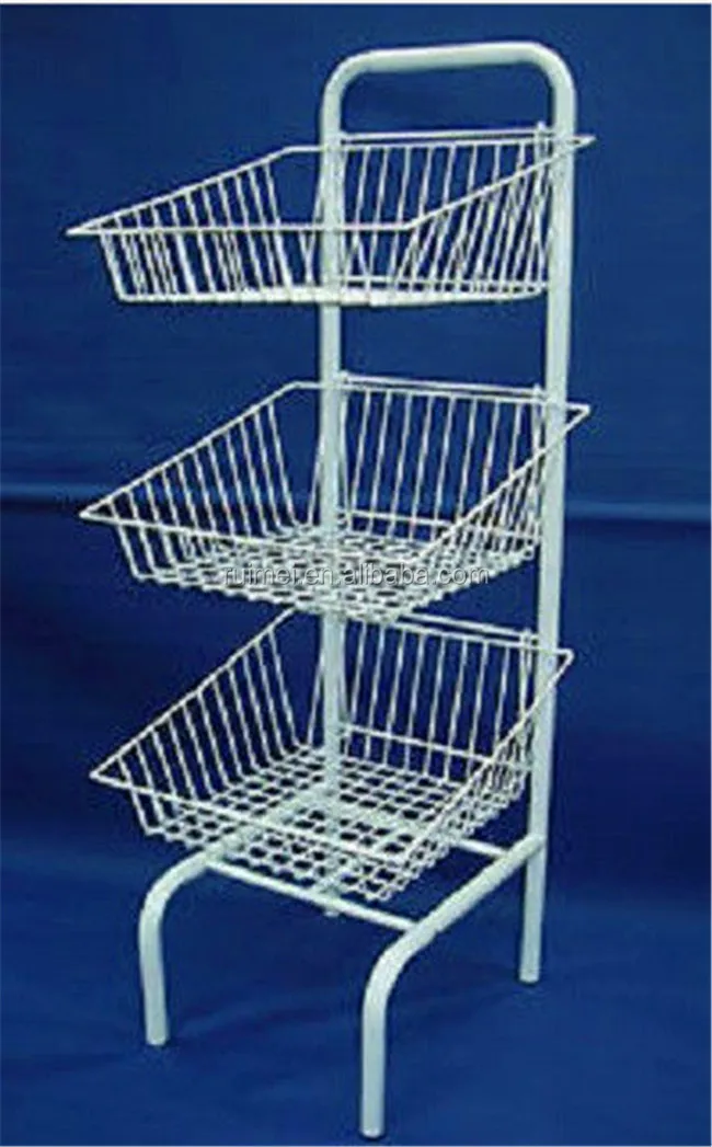Floor Fruit Vegetable Display Rack Stand With 5 Wire Mesh Baskets Buy