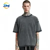 2019 street style retro black plain dropped shoulder enzyme washing old vintage oversized tshirts for man