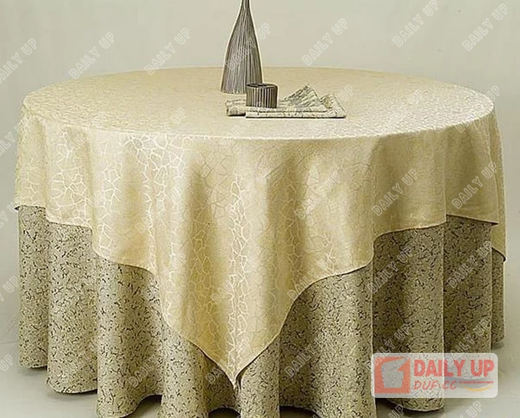 Overlay Table Cover Jacquard Banquet Table Cover for Wedding Polyester Hotel Plain Round Cover for Wedding Retardant Table Cloth
