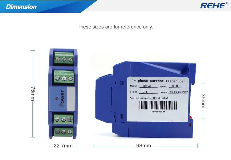 High Quality Digital Electrical Single Phase Current Power Transducer Measuring Ampere