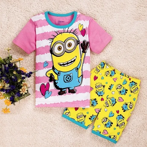 Kids Clothing set New summer Baby Sleepwears Despicable me Suits Boys minion Pajamas Children Pyjamas Girls