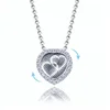 925 Sterling Silver 3D Double Linked Hearts CNC Machining Carving Zircon Love Hearts Pendant Necklace Valentine's Day gift