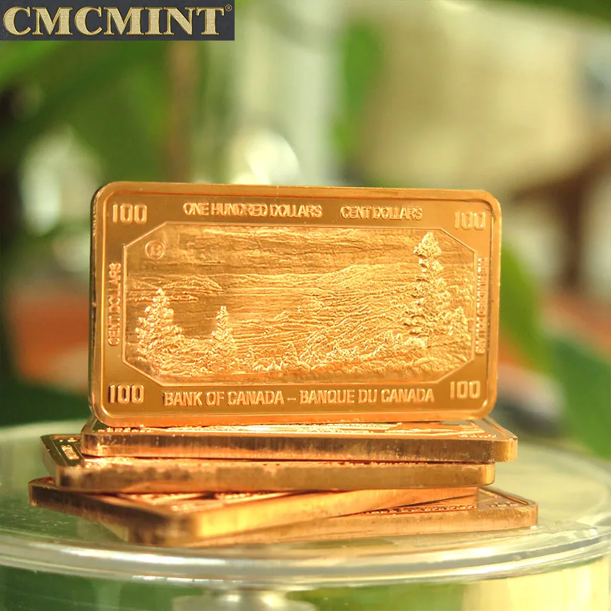 Copper Bullion Bars 1 Oz 999 Fine Copper 100 Canadian Bill Bar Factory
