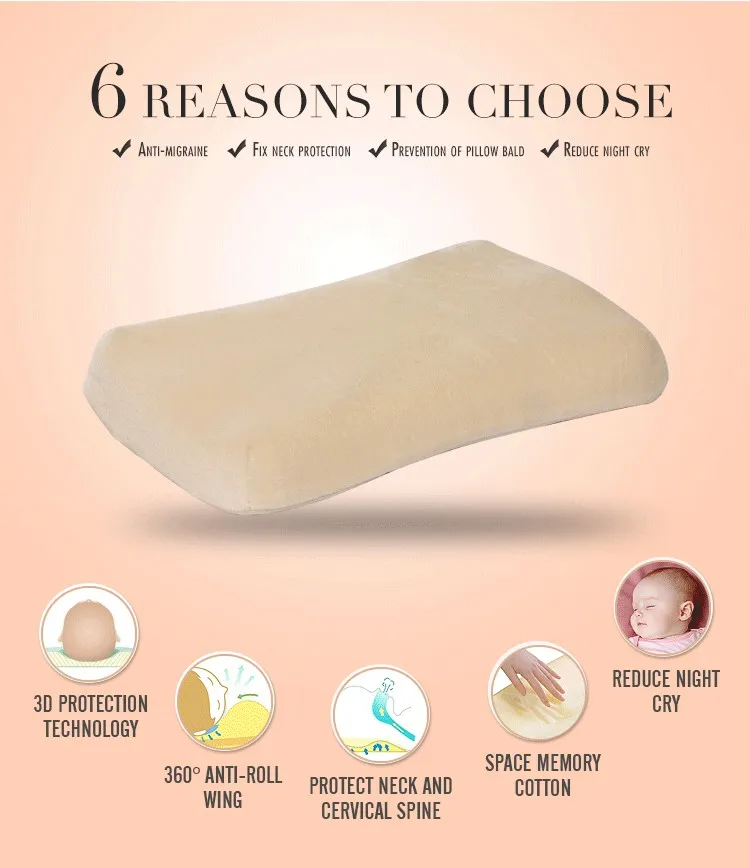 Customized Nontoxic Memory Foam Baby Flat Head Positioning Pillow