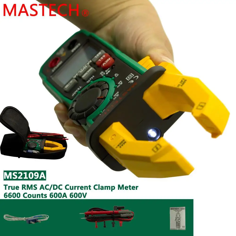 Mastech Ms2109a Auto Range Digital Ac Dc Current Clamp Meter Multimeter ...