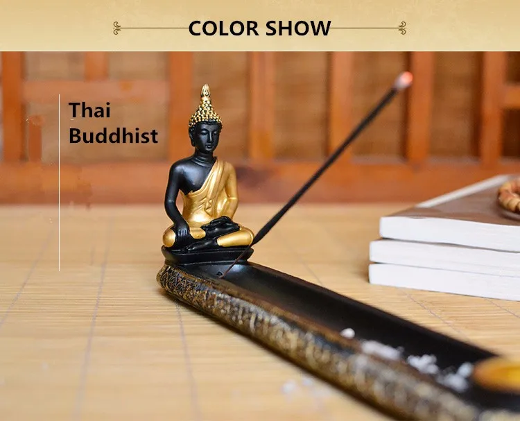 Thailand Buddha Resin Stick Incense Burner Zen Garden Aromatherapy Incense Holder With Candlestick Home Decor Temple Supplies Incense Holder Incense Burnerstick Incense Burner Aliexpress