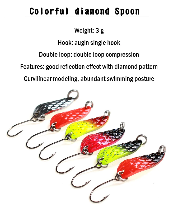 3g 28mm Spoon Lure Trout Hard Sequin Fishing Lure With Single Hook For Fresh Water Bass Pike