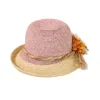 Wholesale wedding lady's flower decorating purple natural raffia straw hats sun