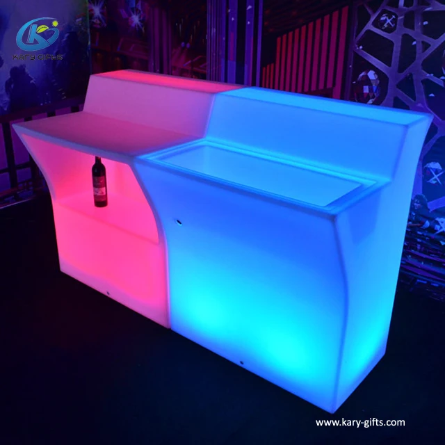 Straight Bar Counter with LED Glowing, Remote Change Colours