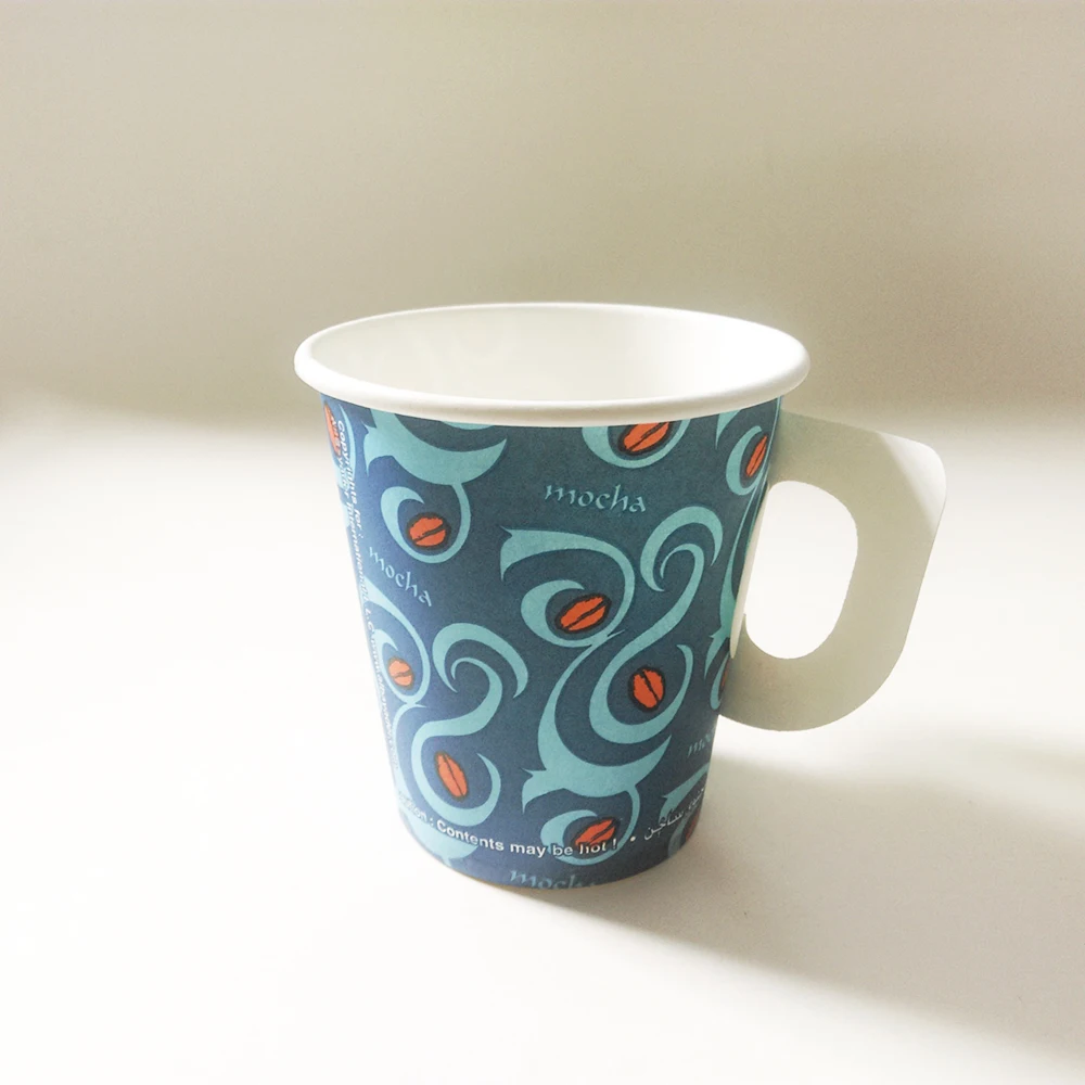 Custom Designs Disposable China Supplier Paper Cups 7oz With Handle